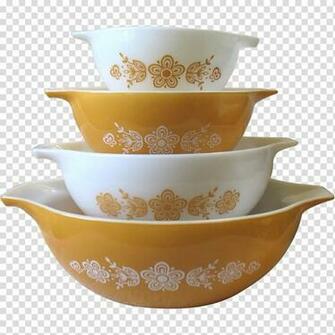 Pyrex Bowl Glass Plastic Gold Fine Pattern Transparent Background