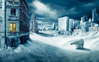 Winter Polar Bears Cities Wallpaper