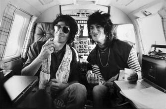 Keith Richards And Ronnie Wood On Lear Jet