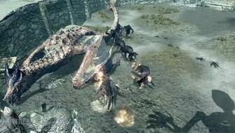 Tes Skyrim Ancient Dragon Vs Dremora Werewolves And Trolls Video