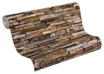 Wood N Stone Patterned Wallpaper Natural Look