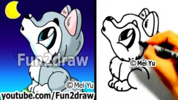 Draw A Cartoon Wolf Animals Cute Art