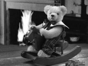 Cute Teddy Bear Black And White Wallpaper