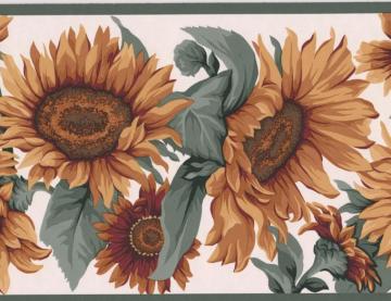 Yellow Sunflowers Floral Modern Wallpaper Border Nature Design