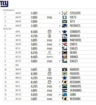 New York Giants Printable Schedule Terbaru2015 Net
