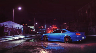 Amazing Blue Jdm Car Glowing Under The Night Sky