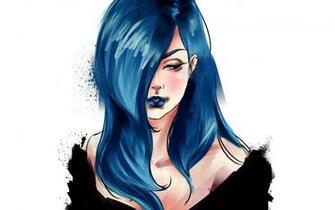 Music Illustration Demi Lovato Drawing Blue Hair HD Wallpaper
