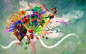 Color Splashed Hot Air Balloons Wallpaper