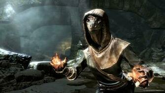 Skyrim Screenshot Argonian Female Mage Male