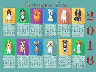 Doggies Desktop Wallpaper With Calendar Homespun Vine