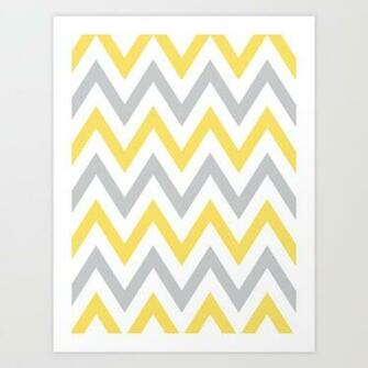 Gray Yellow Chevron Art Print By Dani Society6