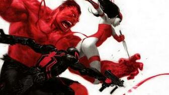 Comics Venom Elektra Artwork Marvel Red Hulk