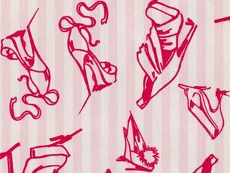 Delivery On Barbara Hulanicki Shoes Pink Red Flock Wallpaper