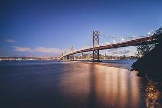 Bridge On Background Evening City HD Desktop Wallpaper