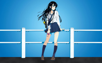 Anime School Girl Digital Art Wallpaper HD 4k