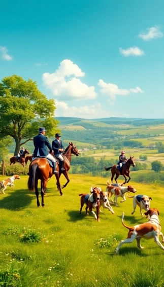 English Hunt Scene Wallpaper