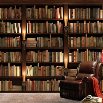 Custom European Retro Bookshelf 3d Wallpaper Mural Bvm Home