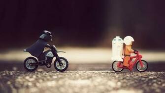 Darth Vader Chasing Luke And R2 D2 On Bikes Wallpaper