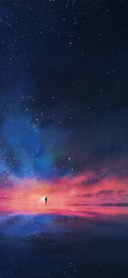 Anime Night Sky Stars Horizon Scenery 4k Wallpaper