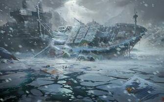 Wallpaper Tanker Ship Apocalypse Fantasy Snow Disaster
