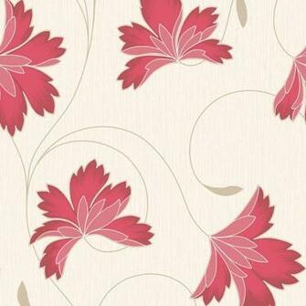 Wallpaper Crown Flourish Cherry Red Cream