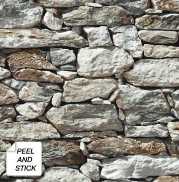 Nextwall Sq Ft Brown And Grey Vinyl Stone Self Adhesive Peel