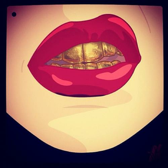 Gold Teeth Lips Women Dope Shit Grillz Weed