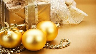 Golden Christmas Ornaments Wallpaper