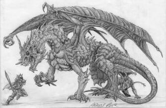 Man And Dragon Fighting Cool Drawings Wallpaper