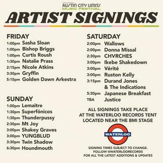 Weekend One Schedule Acl Music Festival