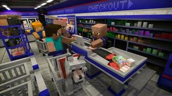 At The Checkout By Lockrikard Minecraft Wallpaper