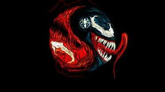 Carnage Marvel Comics Venom Black Background Fan Art Wallpaper