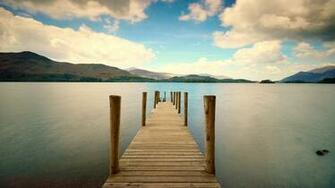 Wallpaper Pier River Mountain