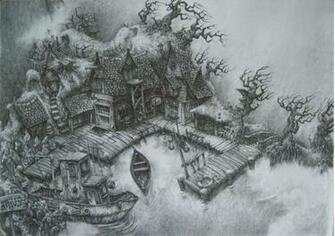 Harbor Pencil Drawing Wallpaper