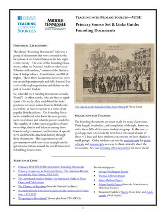Primary Source Set Amp Links Guide Founding Documents T