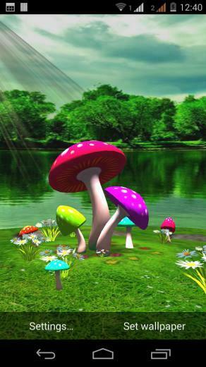 3d Mushroom Garden Wallpaper Screenshot