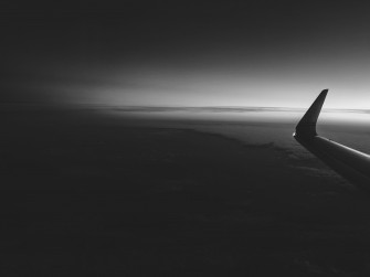 Plane Sky Black White Wing Airplane Air Clouds Earth Fly
