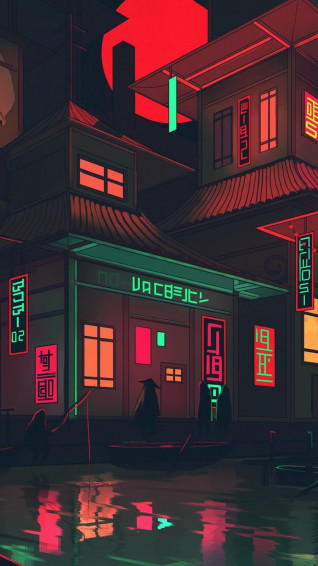 Wallpaper Phone 4k Japanese Style Neon Shallows In