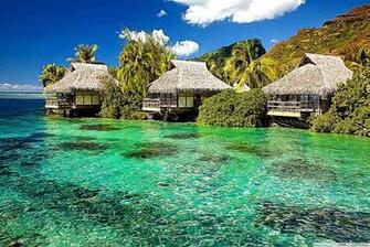 Water Bungalows On A Tropical Island HD Desktop Wallpaper High