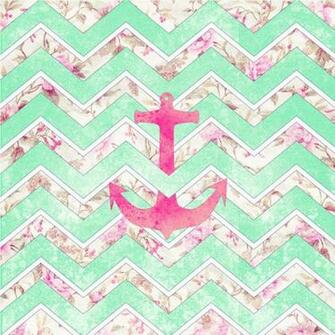 Chevron Wallpaper With Anchor Pink Nautical Teal