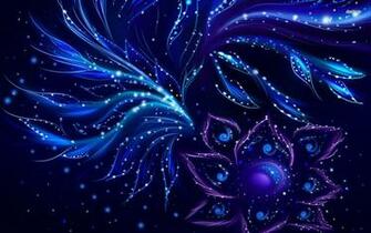 Glowing Flower And Leaves Wallpaper Abstract