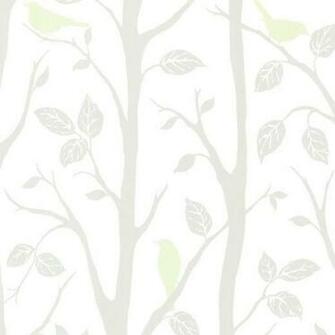 Light Green Bird Branches Wallpaper Bolt Contemporary