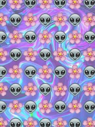 Alien Emoji Wallpaper Include Flower