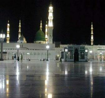Message Of Peace Masjid E Nabawi Night Wallpaper