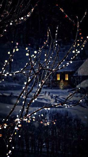 Winter Snow Cabin Wonderland Wallpaper iPhone