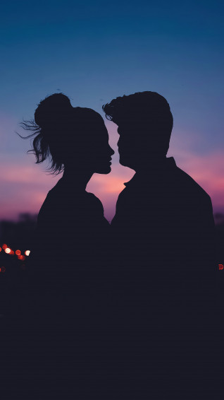 Romantic Couple Silhouette Lovers Sky Scenery 4k Wallpaper iPhone