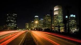Wallpaper City Night Lights Road Los Angeles 4k