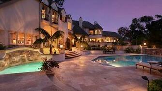 Wallpaper Villa House Mansion Design Swimming Pool Palm Trees