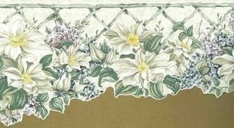 Purple Floral Lattice Wallpaper Border White Green Blue Cutout Waverly