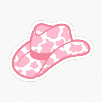 Pink Cow Print Cowgirl Hat Sticker By Julia Santos